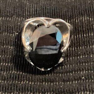 Sterling Silver and Hematite Ring. Size 5